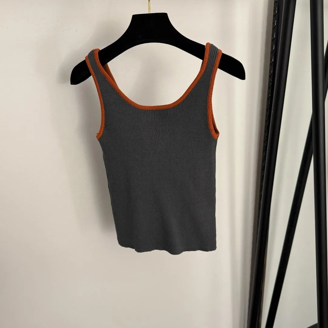 26 Spring/Summer New Knitted Tank Top Women's Trendy Fashion Strap Sleeveless Tank Top