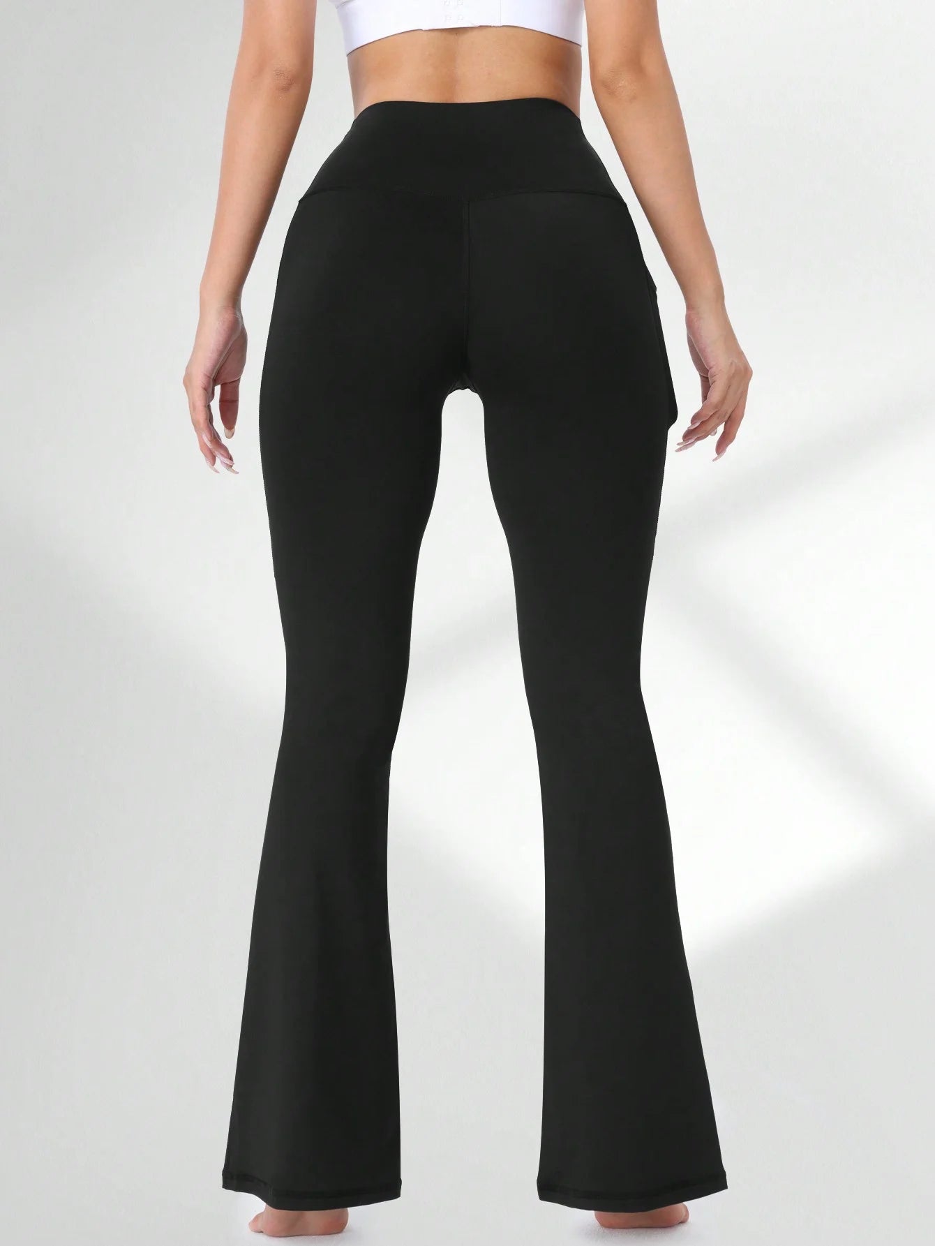 1PC Flare Leggings with Pockets for Women High Waisted Black Flared Leggings Yoga Bootcut Wide Leg Gym Sportswear Bottoms