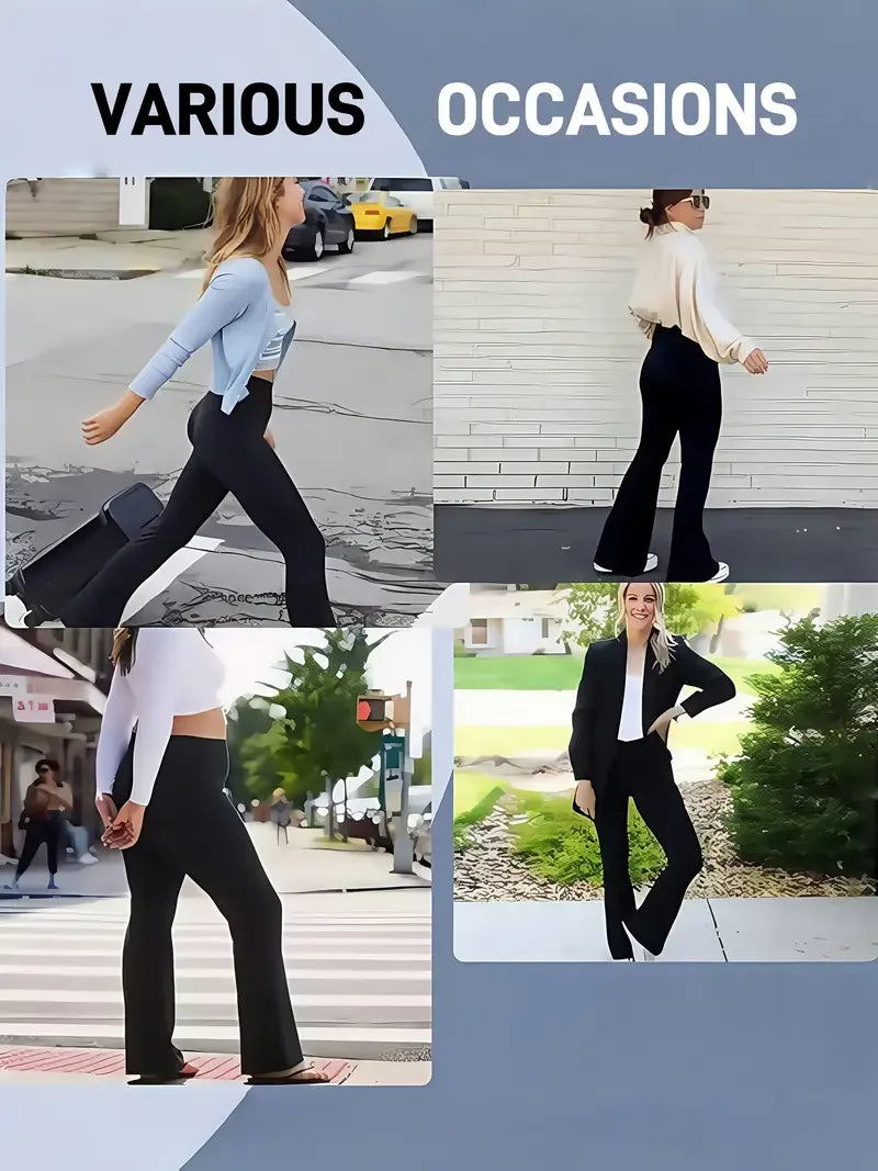 1PC Flare Leggings with Pockets for Women High Waisted Black Flared Leggings Yoga Bootcut Wide Leg Gym Sportswear Bottoms