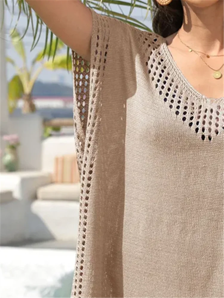 2025 Beach Dress for Swimwear Women Split Beachwear Cover Up Bikini Cover-ups Sun Dresses New saida de praia feminino Green Red