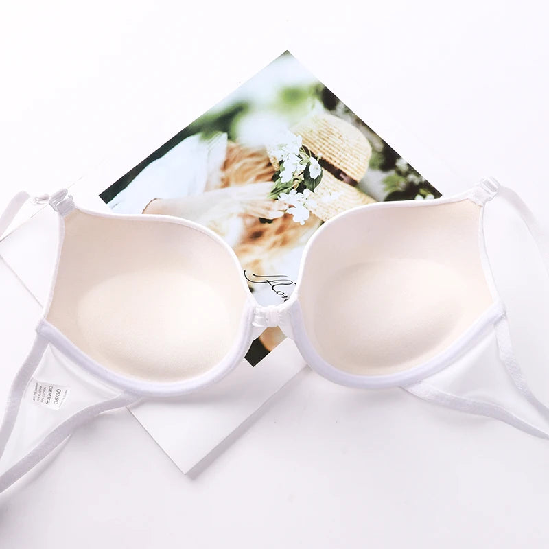2025 New Fashion Solid Color Push-Up Bra A-B Cup Front Button Women's Sexy Simple Lingerie Underwear