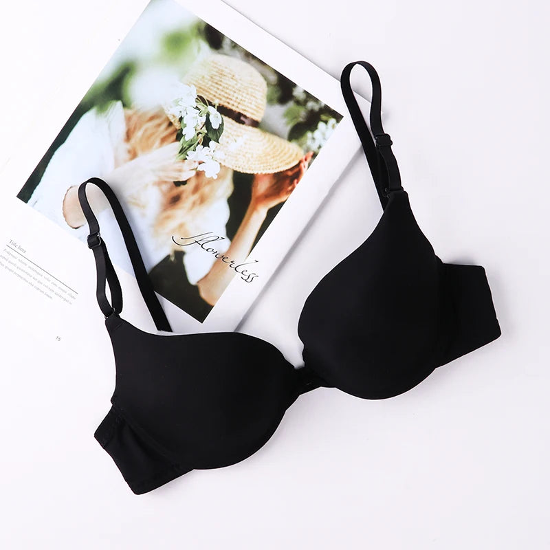 2025 New Fashion Solid Color Push-Up Bra A-B Cup Front Button Women's Sexy Simple Lingerie Underwear
