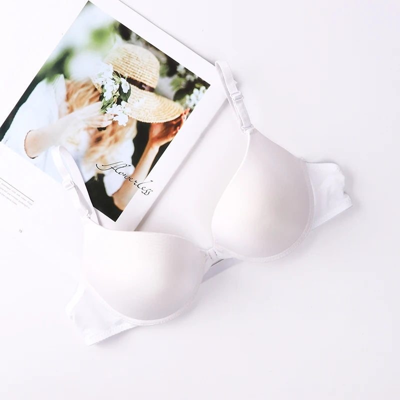 2025 New Fashion Solid Color Push-Up Bra A-B Cup Front Button Women's Sexy Simple Lingerie Underwear