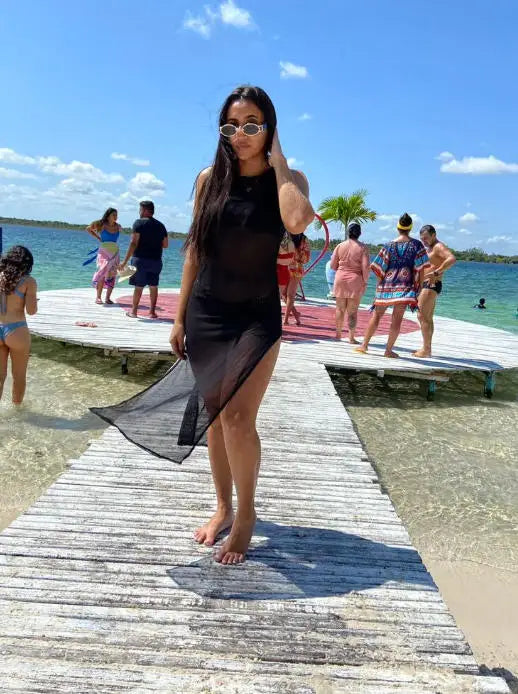 Women's Solid Color Sleeveless Swim Cover-Up Swimsuit for Everyday Summer Wear