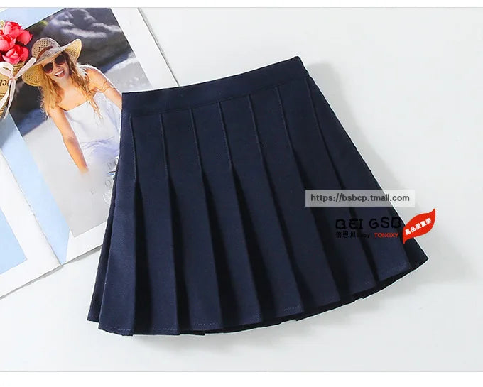 1pcs Spring Summer Girls Pleated Skirt Students Elastic A-line Skirt Kids College Style jk Skirts Childrens Fashion Short Skirts