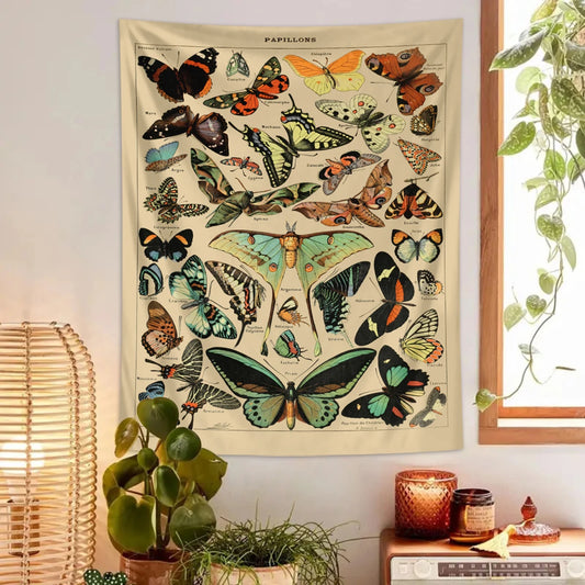 1pc Retro Butterfly Tapestry, Colorful Butterfly Retro Tapestry Wall Hanging, Insect Butterfly Tapestry Bedroom Decoration