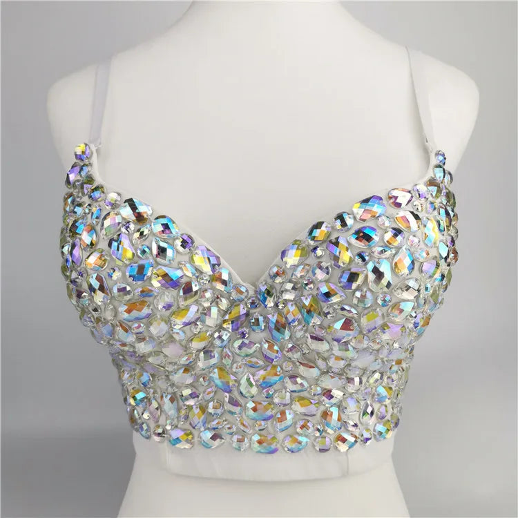 Y2k Top Shirts for Women Clothing Sexy Tank Tops Bra Bling Diamond Rhinestone Fashion Clothes Hotsweet Party Night Club Corset