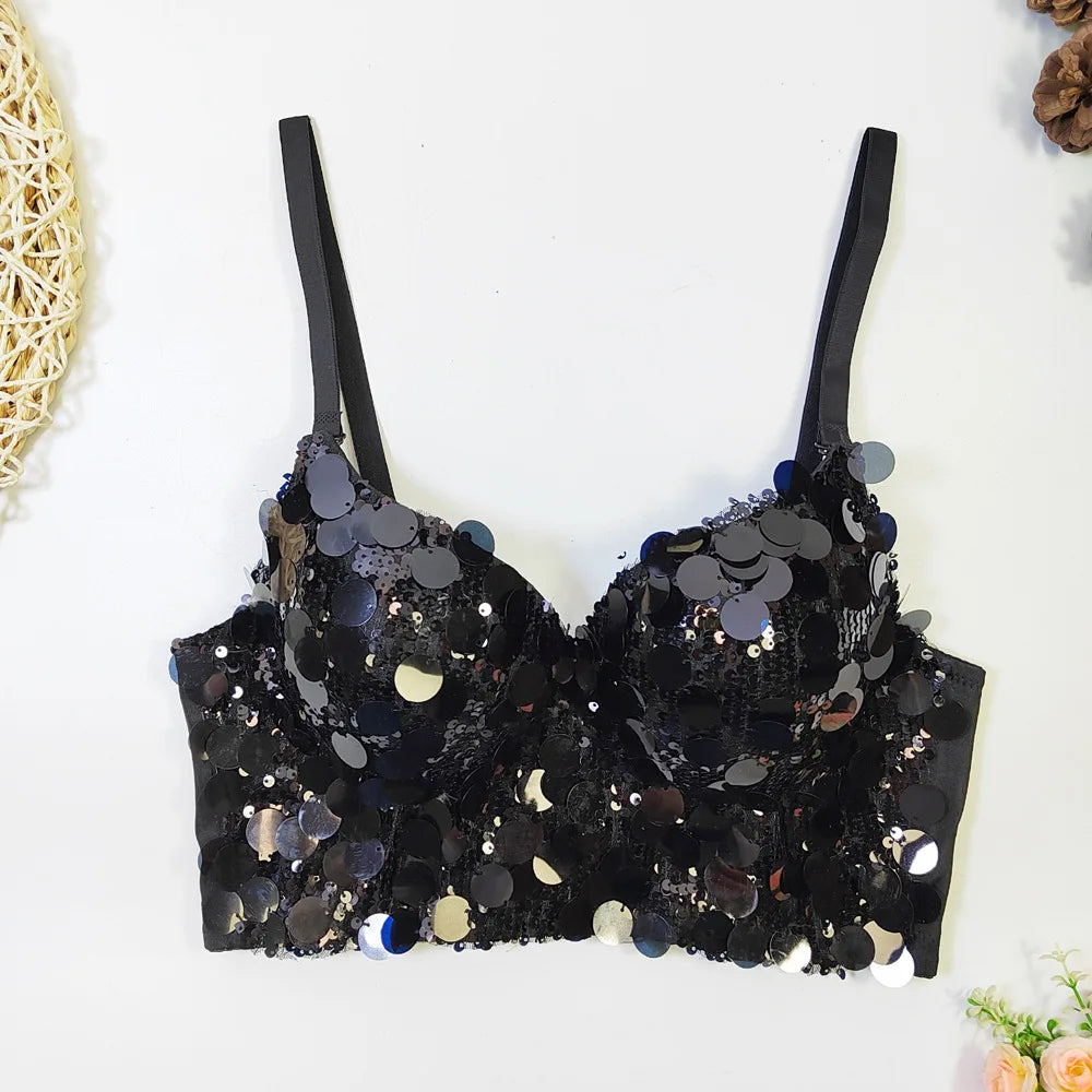 Y2k Top Shirts for Women Clothing Sexy Tank Tops Bra Bling Diamond Rhinestone Fashion Clothes Hotsweet Party Night Club Corset