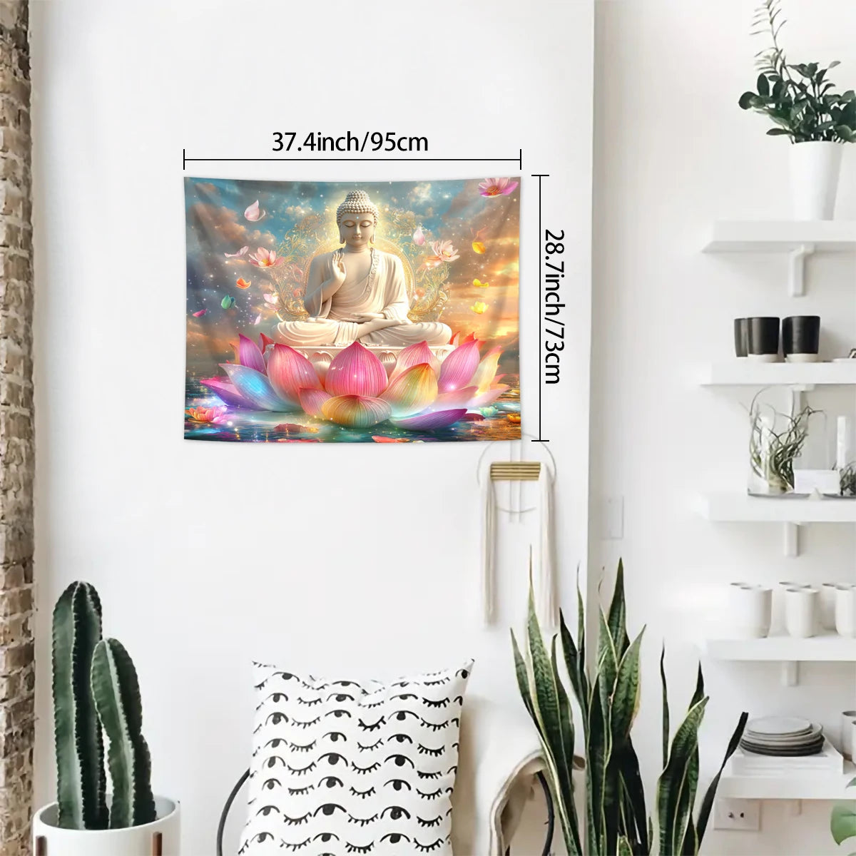 1pc Buddha statue and lotus tapestry, mysterious Buddha statue meditation meditation yoga spiritual religious tapestry