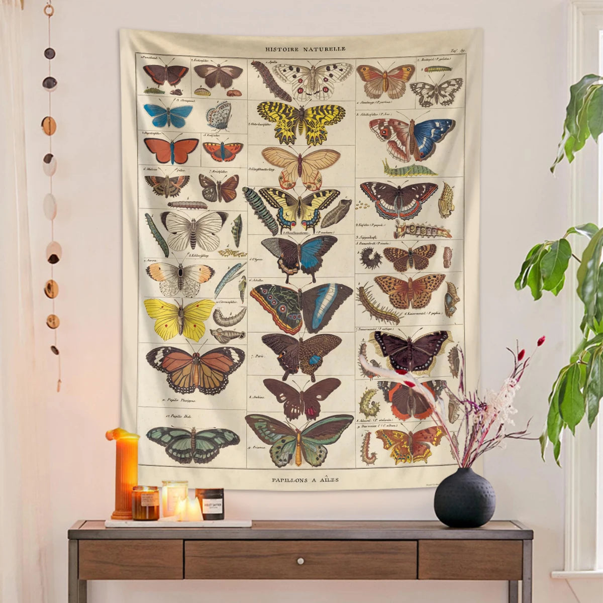 1pc Retro Butterfly Tapestry, Colorful Butterfly Retro Tapestry Wall Hanging, Insect Butterfly Tapestry Bedroom Decoration