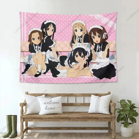 2025 Hot Cute Anime Tapestry K-ON Kawaii Flags Wall Tapestries Wall Hanging Bohemian Aesthetic Room Decor Background Cloth Gifts