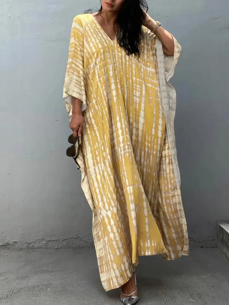 2025 Spring and Summer Smudged Positioning Printed Long Vacation Beach Skirt Bikini Cover-Up Swimsuit Sun Protection Jacket