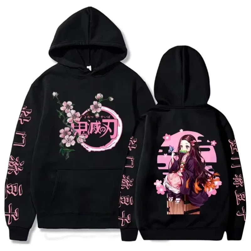 2025 Harajuku Demon Slayer Plus Size Hoodie Kamado Nezuko Graphic Print Women Sweatshirts Long Sleeve Fashion Female Streetwear