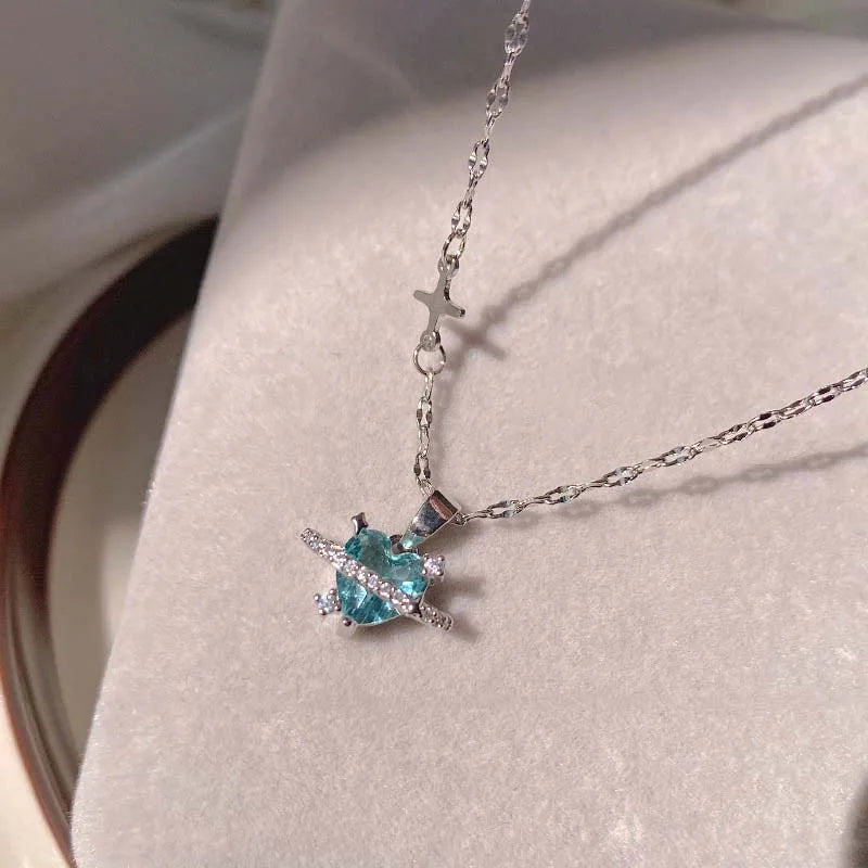 Y2K Shiny Star Necklace for Women Girls Silver Color Crystal Pendant Clavicle Chain Necklace Set Fashion New Trendy Party