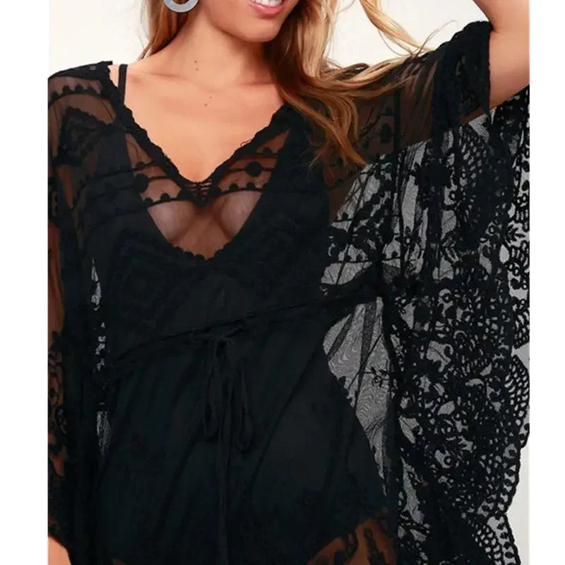 2023 Lace Beach Pareo Beachwear Swim Suit Cover Up Playa Pareo Tunics for Beach Tunic Swimwear Women