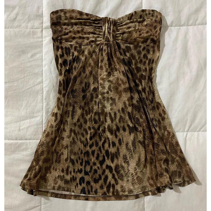 2000S Dark style Y2k Tank Top Aesthetics Leopard print Punk Sleeveless Top Streetwear Hip Hop Sleeveless Top Rock Goth Crop top