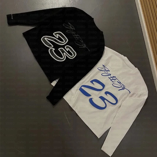 2000s Simple Fashion Autumn Long Sleeves Rock Women Top Harajuku Streetwear Hip Hop Letter Printing Round Neck Oversized T-shirt