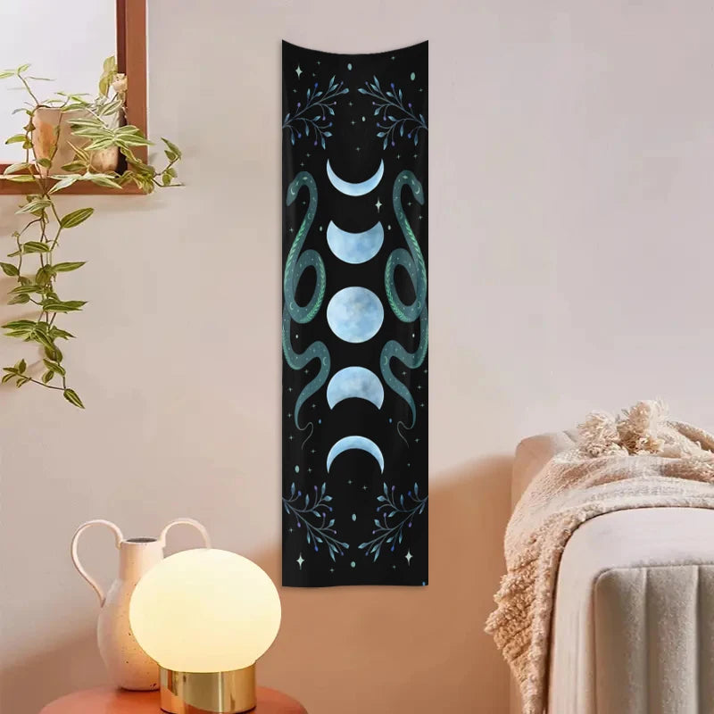 1pc Moon phase tapestry, flower and plant tapestry, moon phase tapestry room decoration wall hanging living room decoration
