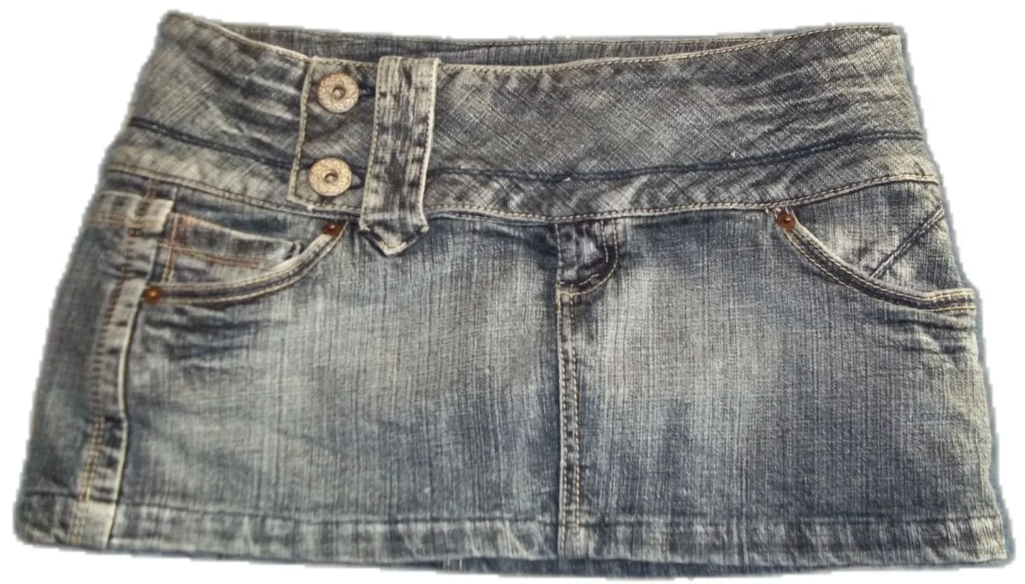 Y2K New Gothic Cute Denim Skirt Womens Clothing Harajuku Vintage Slim Skirt Kawaii Light Blue Jean Low Waist Short Mini Skirt