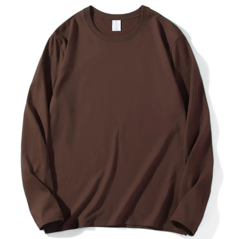 2024 Autumn Women Leisure Cotton Daily Long Sleeve Tops Lady Versatile Round Neck Baggy Clothes Female Concise Solid T-shirts