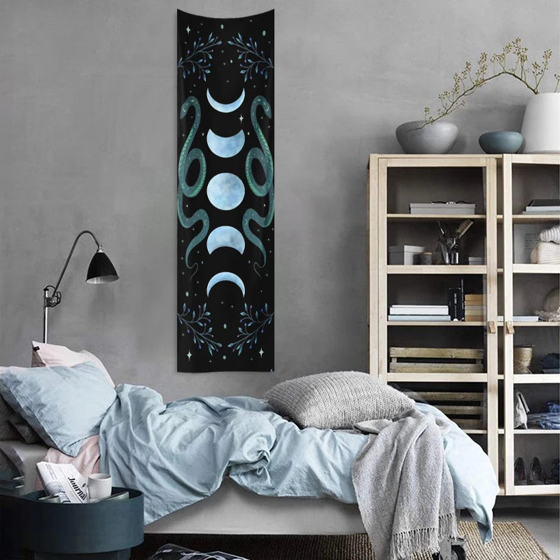 1pc Moon phase tapestry, flower and plant tapestry, moon phase tapestry room decoration wall hanging living room decoration
