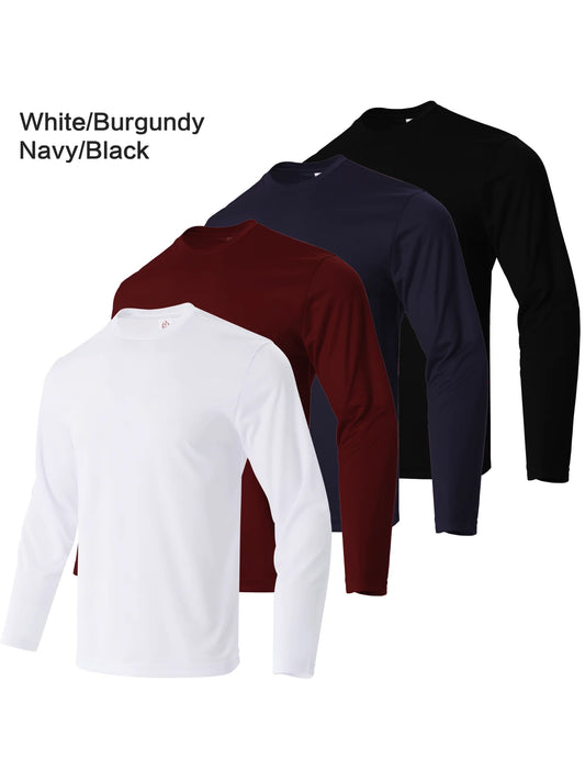 4-piece men's quick drying sports and fitness T-shirt long sleeved sports and running T-shirt