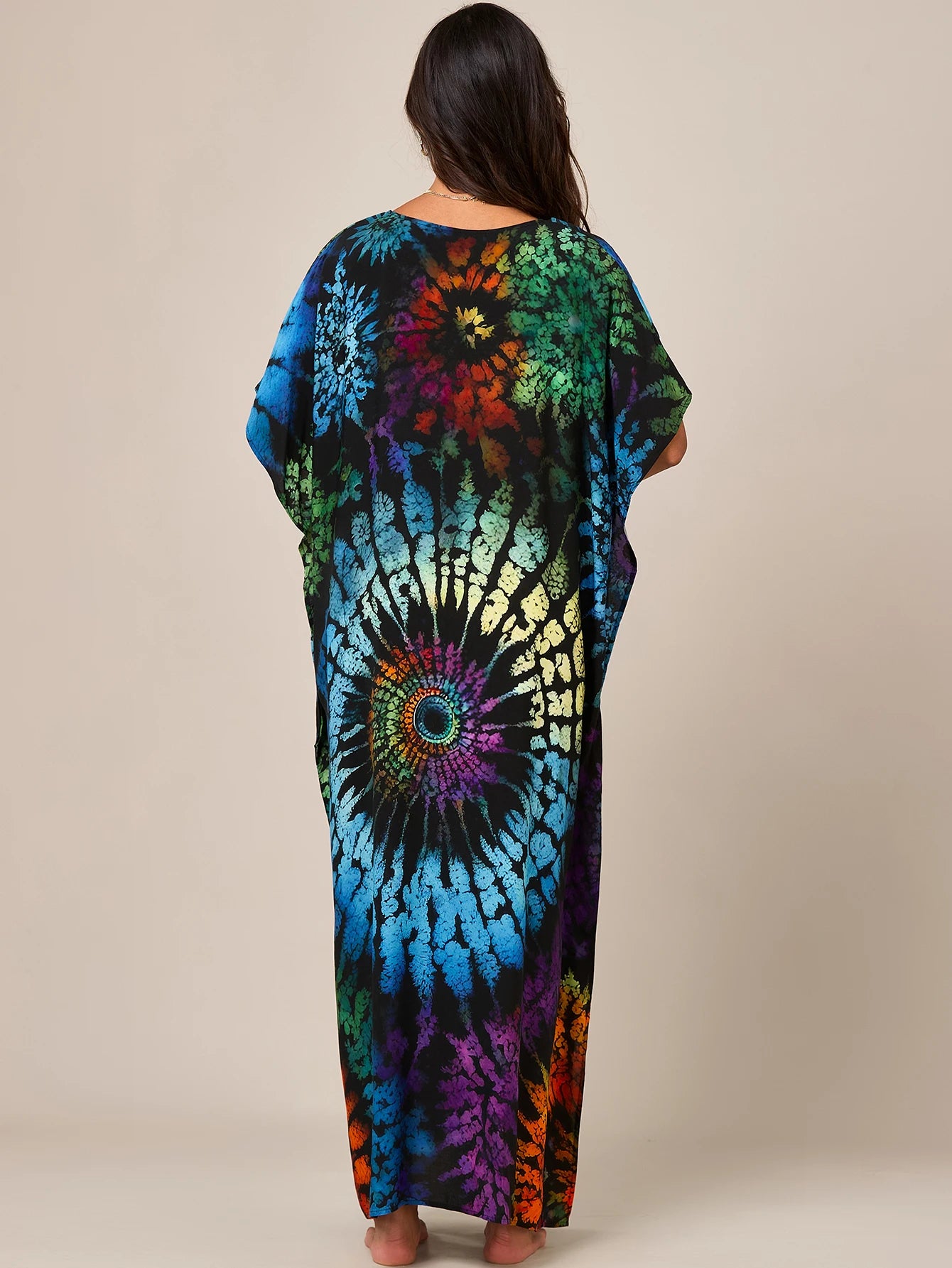 Women's Summer Ethnic Style Kaftan - V-Neck Side Slit Resort Cover-Up Dress for Bikini & Loungewear