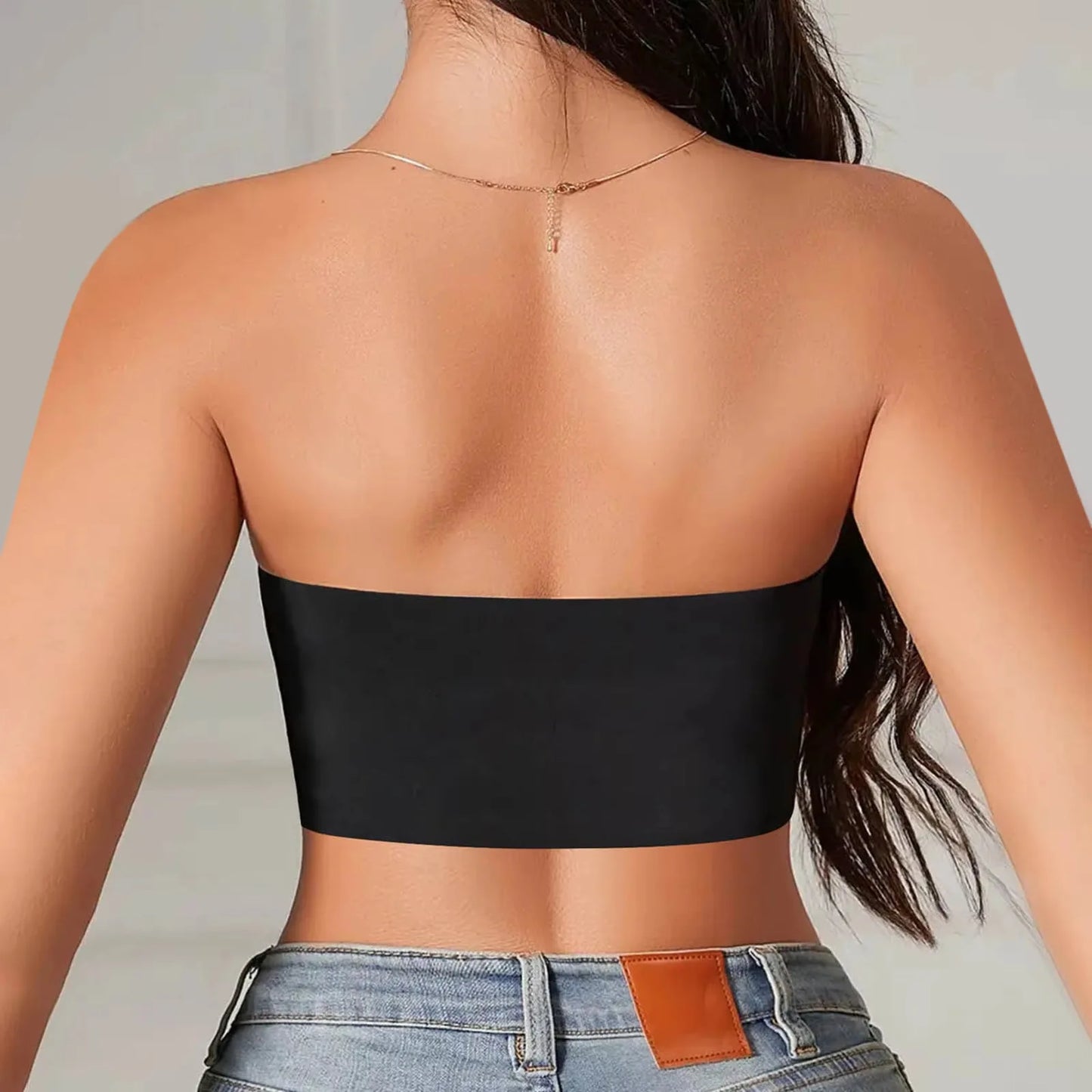 Women's Strapless Bra Sexy Seamless No Padding Front Button Bra Comfortable Smooth Women's Half Cup Silicone Non-slip Underwear