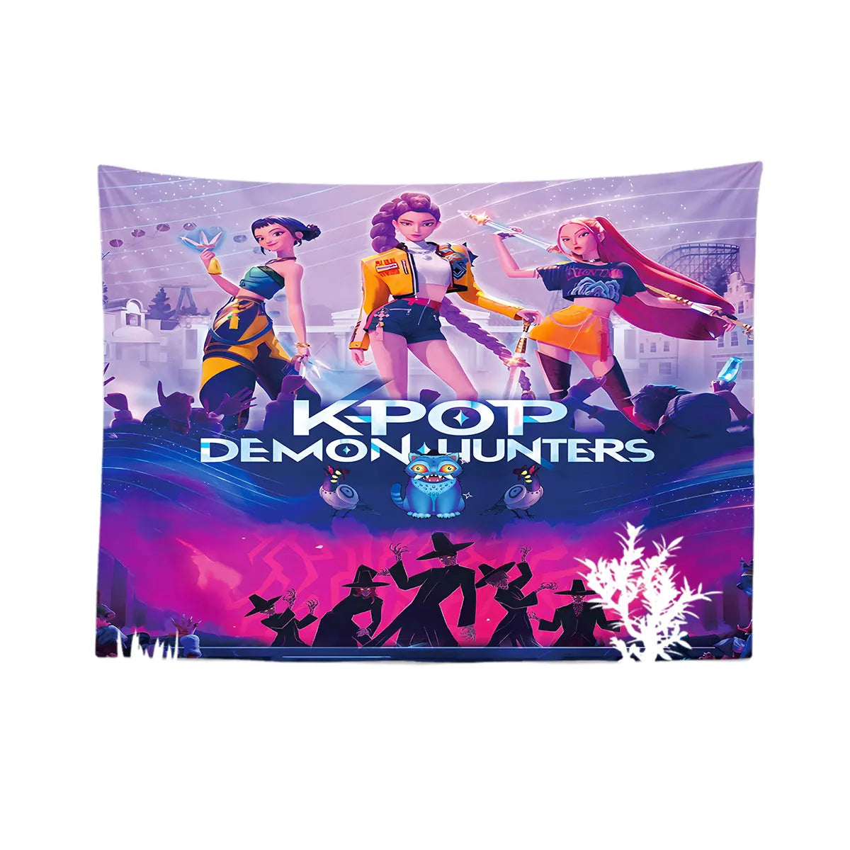 1pc K-Pop Demon Hunters Print Tapestry Multi Size Living Room Wall Decoration Background Cloth Machine Washable Space Pendant