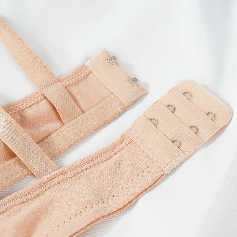 Women's Sexy Cotton Gathered Bra Deep V Underwire Ladied  Brassiere Push Up Lingerie Solid Bras Backless Intimate Underwear