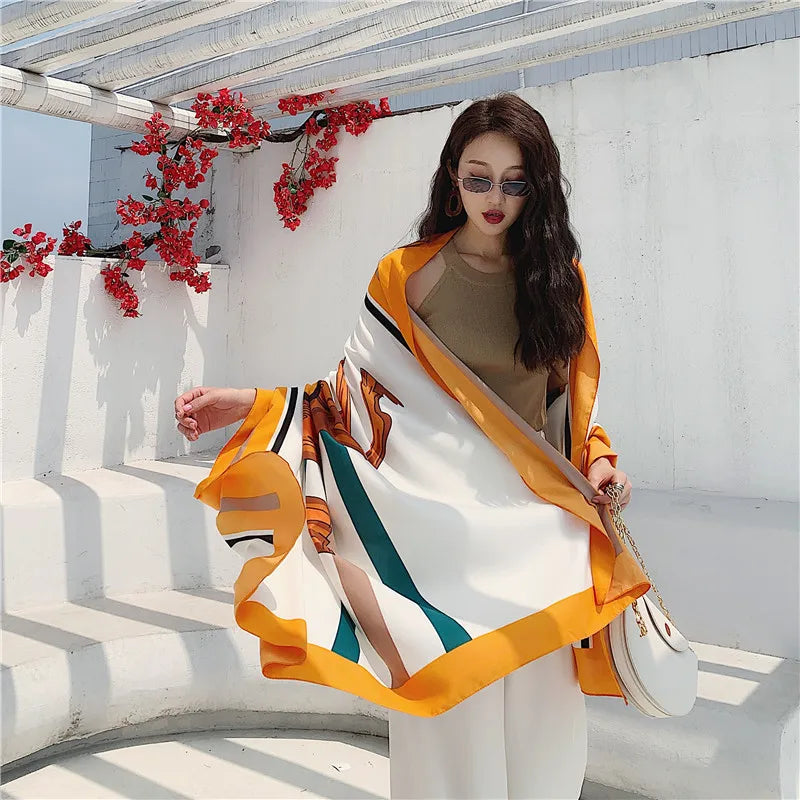 140x180cm Celebrity With The Same Cover-Ups Women Large Beach Dress Bikini Bathing Swimwear Sunburn Protection Sarong Wrap Scarf