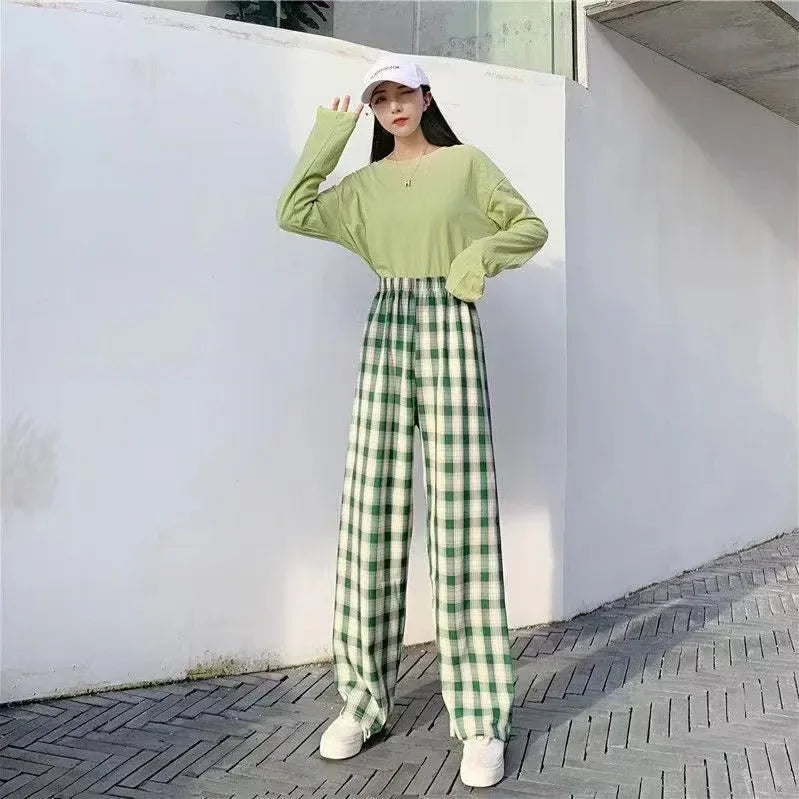 Women's High Waist Fleece Lined Wide Leg Pants Autumn Winter Comfortable Casual Korean Style Home Wear Slimming Trousers