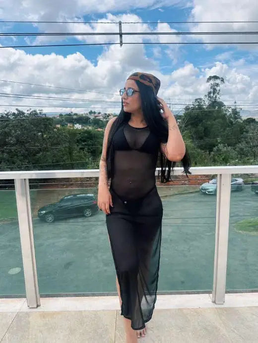 Women's Solid Color Sleeveless Swim Cover-Up Swimsuit for Everyday Summer Wear