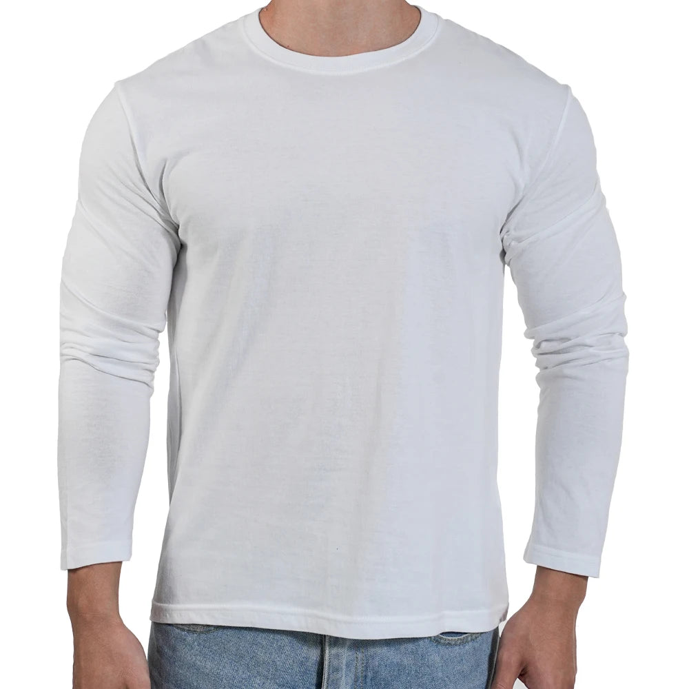 1PC Cotton Mens O-Neck T Shirts Casual Long Sleeve Top Moisture Wicking Heavyweight Tees Tanks Classic Loose Fit Tshirts for Men