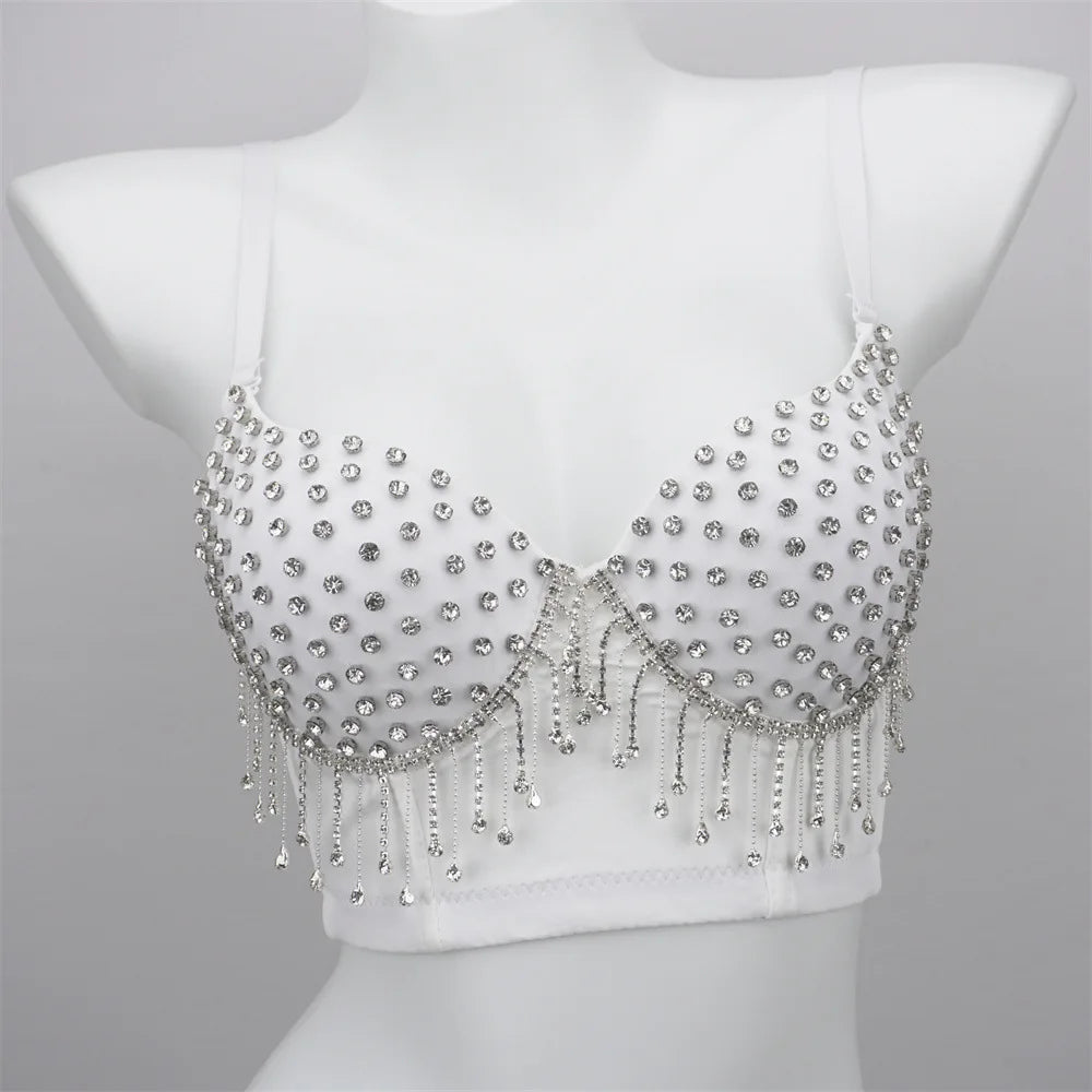 Y2k Top Shirts for Women Clothing Sexy Tank Tops Bra Bling Diamond Rhinestone Fashion Clothes Hotsweet Party Night Club Corset