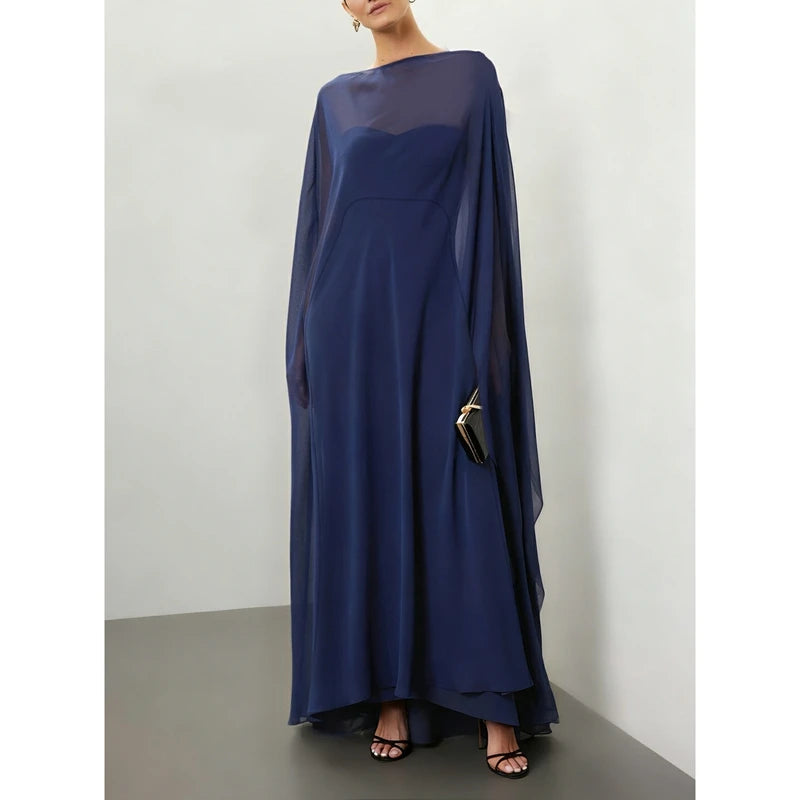 Womens High Low Polka Dot/Solid Color Sheer See-through Cover-ups Summer Holiday O Neck Cape Blouse Female Jacekt Long Party Top