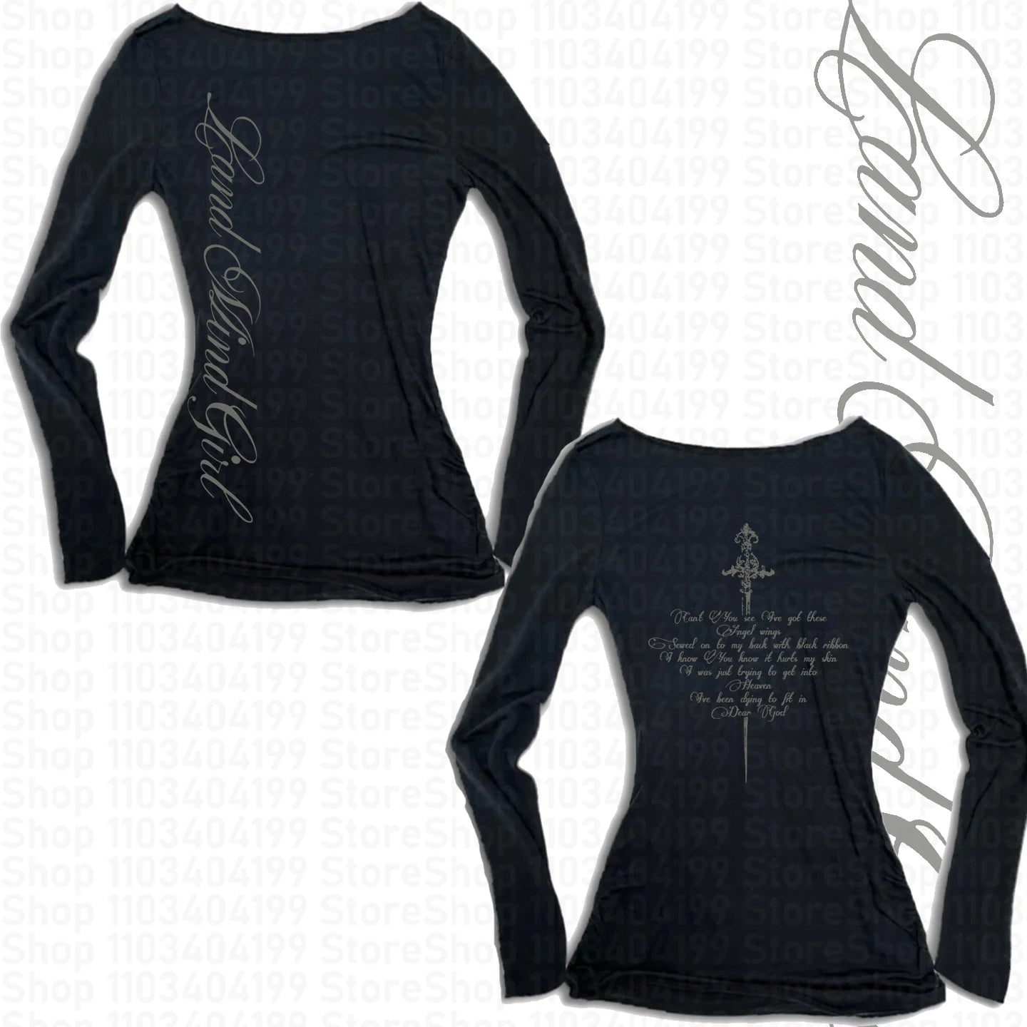 Y2k Aesthetics Crop Tops Graphic Printed T Shirt Fairycore Grunge Clothes Korean Fashion Harajuku Gothic Streetwear Long Sleeves