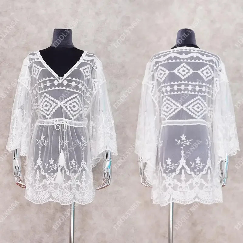 2023 Lace Beach Pareo Beachwear Swim Suit Cover Up Playa Pareo Tunics for Beach Tunic Swimwear Women