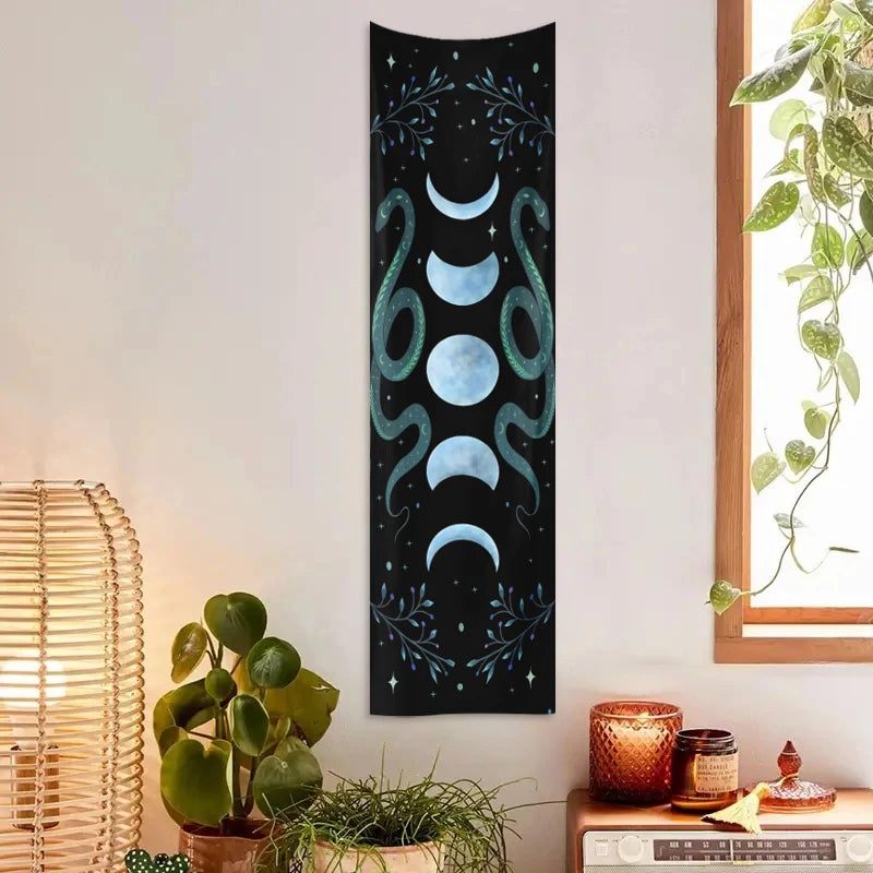 1pc Moon phase tapestry, flower and plant tapestry, moon phase tapestry room decoration wall hanging living room decoration