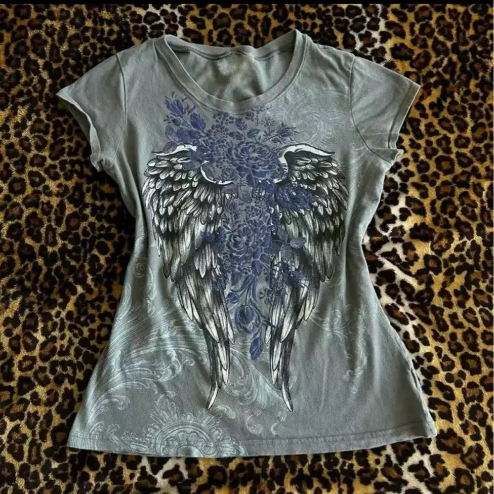 Women Y2k Fairy Grunge Shirt Vintage Graphic Print Long Sleeve Tee Shirt Tops Teen Girls Grunge Aesthetic Clothes Streetwear