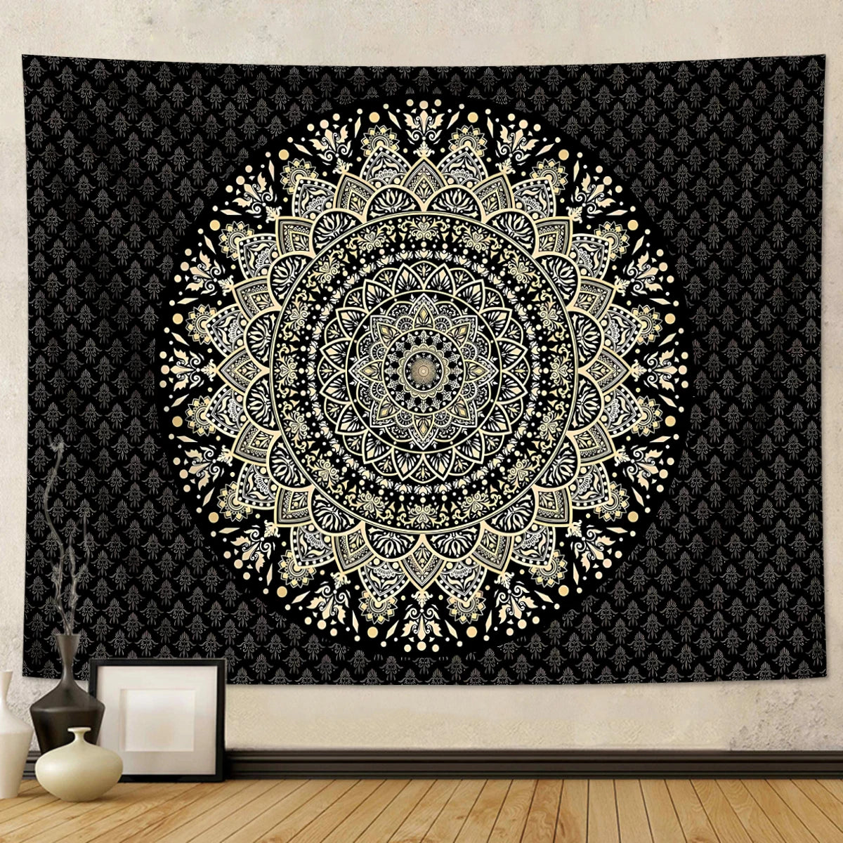 1pc Bohemian Mandala Tapestry, Retro Plant Flower psychedelic Tapestry, Hippie Style Room Decoration Wall Hanging