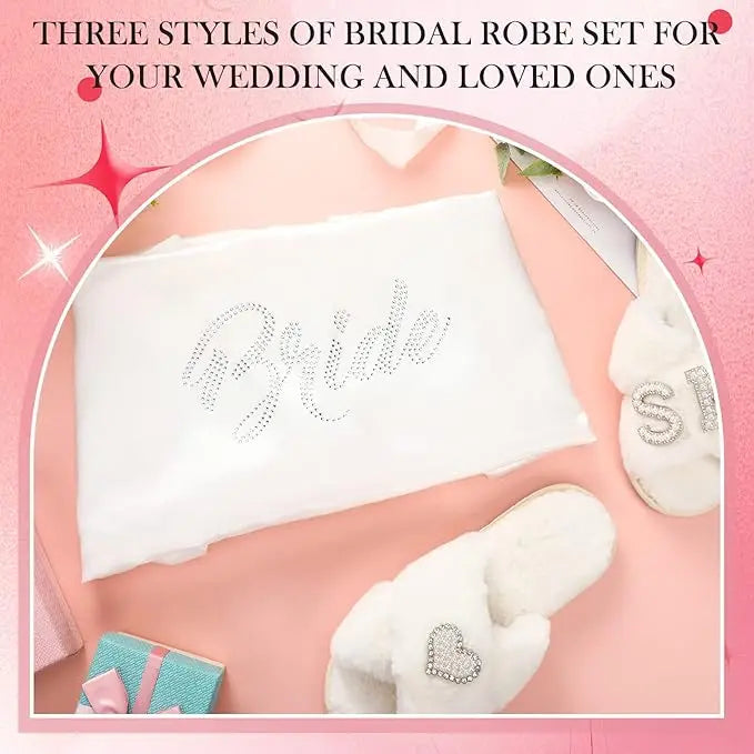 2 Pcs Personalized Initial Bride Slippers and Bride Robe Mrs Slippers Bridal Robe Bridal Shower Gifts for Wedding Day