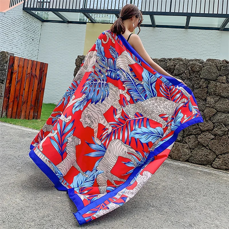 140x180cm Celebrity With The Same Cover-Ups Women Large Beach Dress Bikini Bathing Swimwear Sunburn Protection Sarong Wrap Scarf