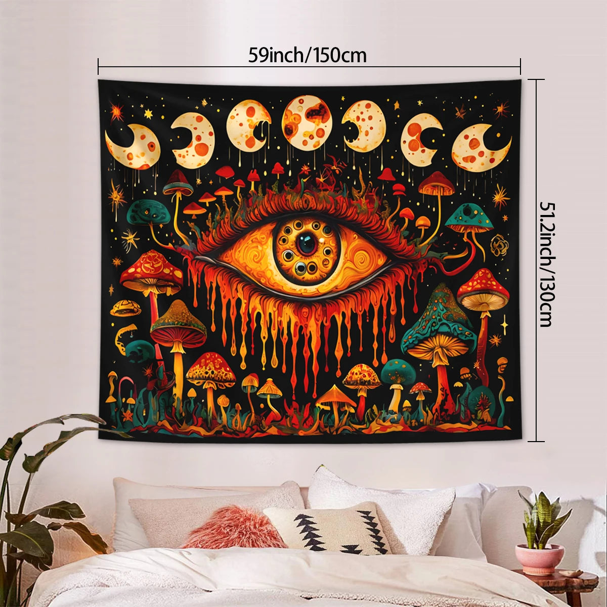 1pc Bohemian Mandala Tapestry, Retro Plant Flower psychedelic Tapestry, Hippie Style Room Decoration Wall Hanging