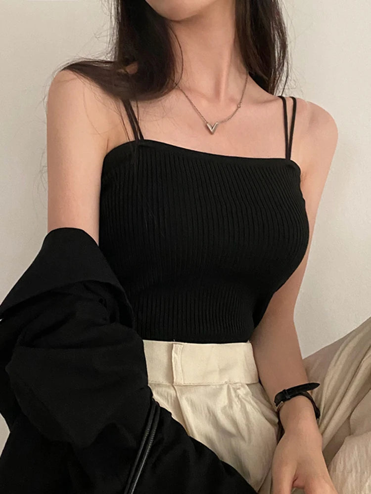 2025 Casual Women Halter Crop Tops Summer Sleeveless Camis Backless Strap Tank Top Slim Solid Short Female Tube Cropped Vest