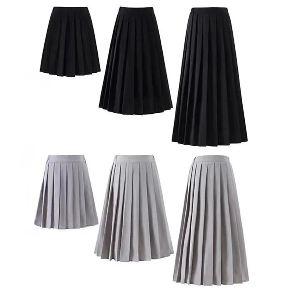2023 Fashion New Pleated Skirts Women S-5XL Vintage Young basic Leisure Korean All-match Autumn High Waist Female Faldas College