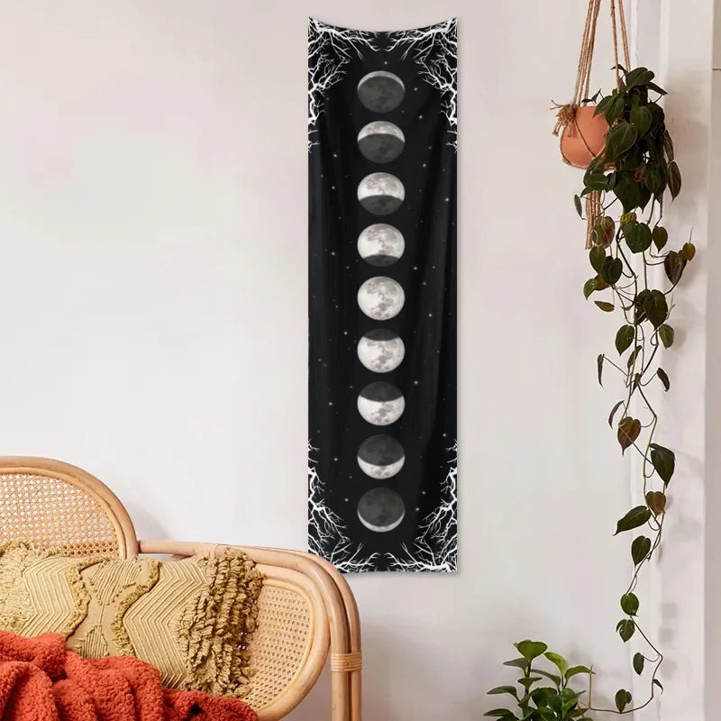 1pc Moon phase tapestry, flower and plant tapestry, moon phase tapestry room decoration wall hanging living room decoration