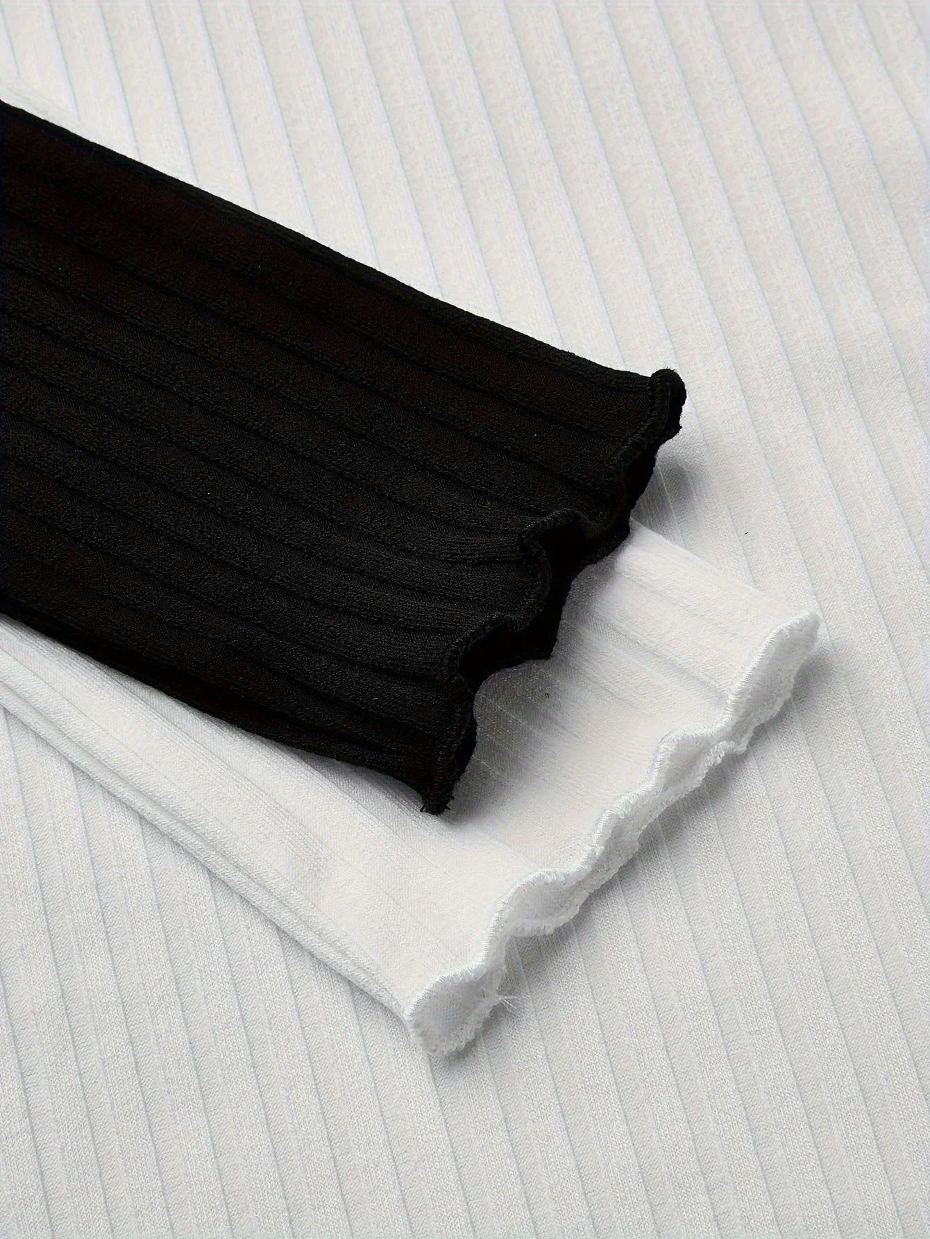 2 Pack Solid Crew Neck Crop T-Shirt Casual Long SleeveTop For Spring & Fall Women's Clothing