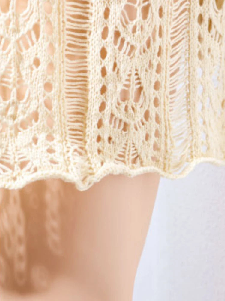 Women's Beach Pool Swimsuit Cover-Up Hook-Neck Dress Casual Summer Fashion One-Piece Swimwear