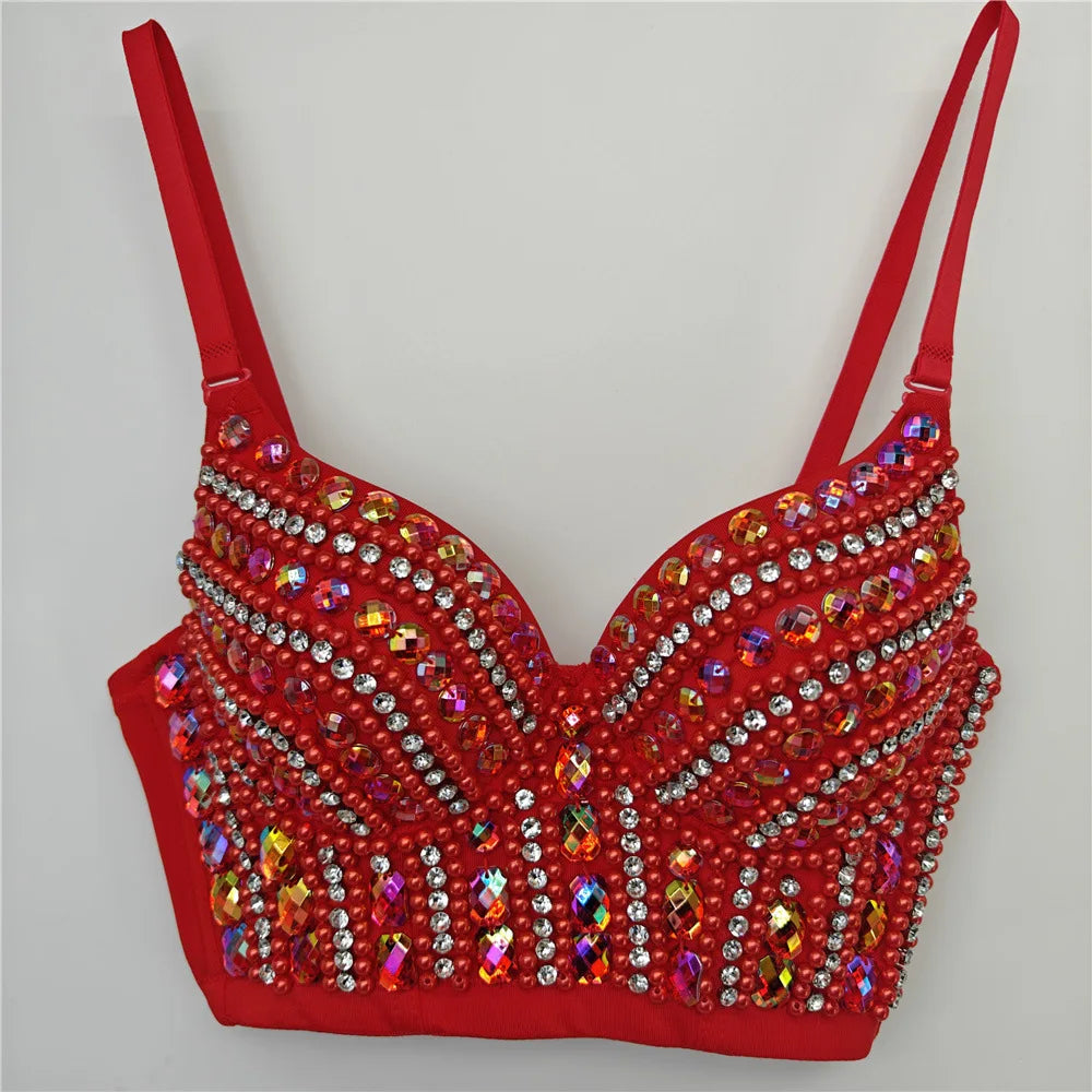 Y2k Top Shirts for Women Clothing Sexy Tank Tops Bra Bling Diamond Rhinestone Fashion Clothes Hotsweet Party Night Club Corset